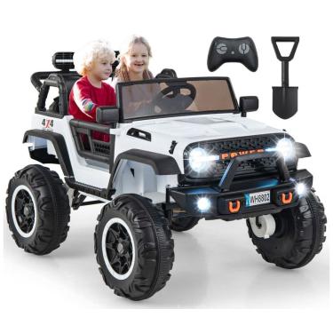 Imagem de Carro Elétrico Infantil 2 Lugares OLAKIDS Branco 24V 2WD/4WD Jeep 4x550W Controle Remoto LED Suspensão Música 20" Assento Duplo