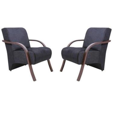 Imagem de Kit 2 Poltronas Decorativas 1 Lugar Santa Rita Grafite - OUTRAS MARCAS