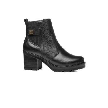 Imagem de Bota Feminina Pegada Salto Bloco Couro Preto, 33