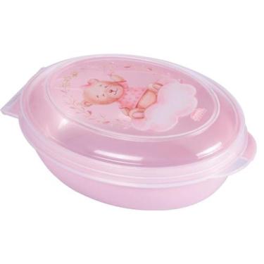 Imagem de Saboneteira Com Tampa Infantil Bebê Estampada Urso e Ursa - Plasútil, 