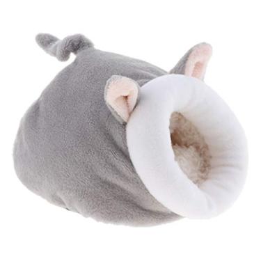 Imagem de Serenable Rats Hamster Inverno Quente Fleece Gaiola Rede Urso Bonito com Tapete de Cama para Pequenos Animais Peludos - 3 Cores para Escolher - Cinza
