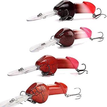 Imagem de Anshka Isca de pesca modelo criativo Minnow 140 mm/27 g, robalo giratório de mergulho com pênis, brinquedo divertido de natação com anzol, melhor presente de pesca para amantes de pesca (4 peças)