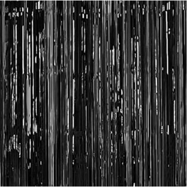 Imagem de Cortina Metalizada Preta 1,90cm X 1,00cm - 4 Peças