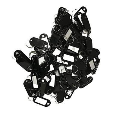 Imagem de 100 Chaveiros Etiquetas de Plástico Diversas Identidades Cor Preta Chaveiro Pinos