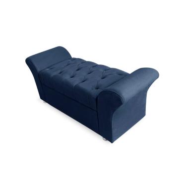 Imagem de Calçadeira Baú Veneza Para Cama Solteiro 90 cm Suede Azul Marinho LM DECOR
