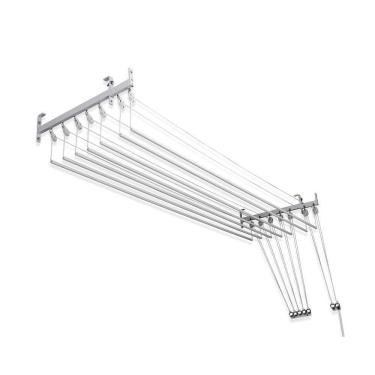 Imagem de Varal de teto ou parede Prático de alumínio medida 1,20 Metros com 7 Varetas Individuais - Varal 5 Varetas + Extensor 2 varetas