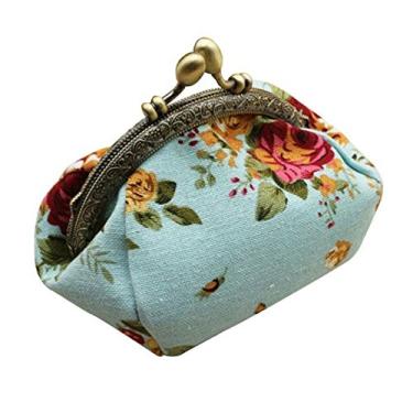 Imagem de Porta-cartão carteira clutch senhora carteira flor bolsa feminina bolsa feminina pequena vintage carteira portátil bolsa mínima, Azul, One Size