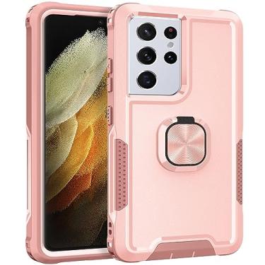 Imagem de LXURY Capa magnética para Samsung Galaxy S23 Ultra/S23 Plus/S23, capa protetora robusta de corpo inteiro com suporte de carregamento sem fio, rosa, S23 6,1 polegadas
