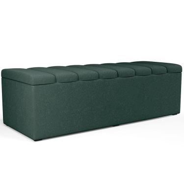 Imagem de Calçadeira Recamier Baú Para Cama De Casal King Dália 195x50 cm W01 Linho Verde Musgo - Lyam