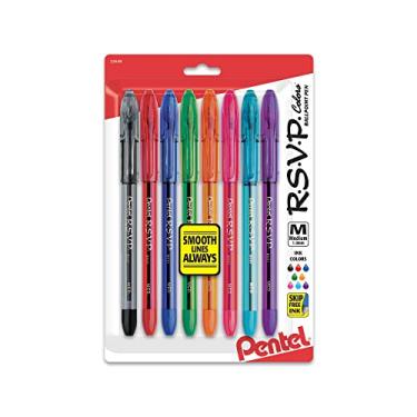 Imagem de Pentel BK91CRBP8M canetas esferográficas sortidas cores R.S.V.P 8 unidades
