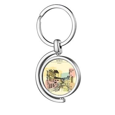 Imagem de DIYthinker Chaveiro giratório com padrão de marco de Veneza Itália, Multicolorido., M