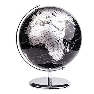Imagem de Exerz World Globe 20 cm preto - Arco e base de aço inoxidável - Decoração de mesa - Preto metálico