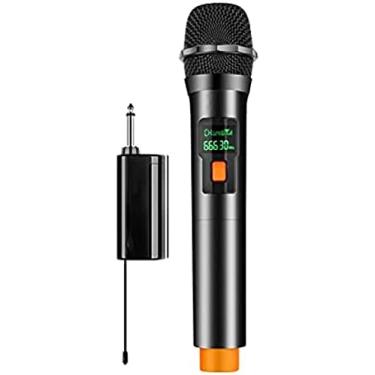Imagem de Microfone para cantar Microfone sem fio recarregável Microfone UHF profissional para karaokê Microfone portátil de metal universal para cantar, padrão de captação cardióide Alto-falante Blue