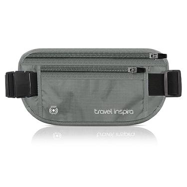 Imagem de travel inspira Cinto para dinheiro de viagem com zíper antifurto, bolsa de viagem fina com bloqueio de RFID, carteira de viagem oculta sob roupas para proteger dinheiro, passaportes e documentos,