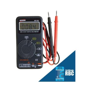 Imagem de Multímetro Digital Bolso 3/4 Dígitos Cat Ii 500v Tensão Resistência Continuidade Md-550 Portátil Estojo Certificado Rbc