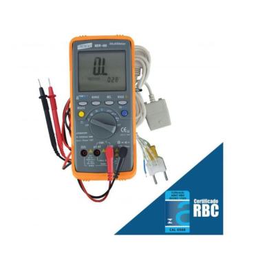 Imagem de Multímetro Digital Tensão Continuidade Corrente Diodo Rms Cat Iii 1000V Mdr-400 Portátil Instrutherm Certificado Rbc