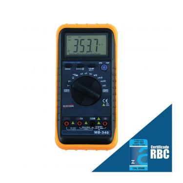 Imagem de Multímetro Digital Lcd Cat III 600V Tensão Ac Dc Corrente Holster Ponta Prova Md-340 Portátil Com Certificado Calibração