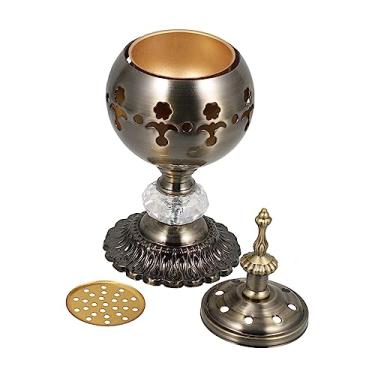 Imagem de 1pc castiçal incenso castiçal queimador de incenso islâmico bakhoor oud queimador incenso titular cone tigela incenso cinza incensário forno difusor de perfume ferro aromaterapia árabe/1789