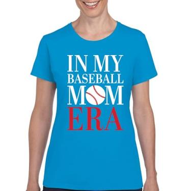 Imagem de Camiseta in My Baseball Mom Era engraçada Mom of Boys Best Team Supporter Mother Active Sports Child Mommy Women's Tee, Azul claro, GG