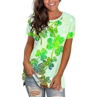 Imagem de Camiseta feminina St Pattys Day Shamrock Irish Tops Fashion Clover Graphic Printed Holiday Shirts Green Shirt Women, 031-verde menta, XXG