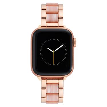 Imagem de Anne Klein Pulseira de resina moderna para Apple Watch, segura, ajustável, pulseira de substituição para Apple Watch, serve na maioria dos pulsos, Rosa/tom de ouro rosa, 42mm (Series 10) & 38/40/41mm,
