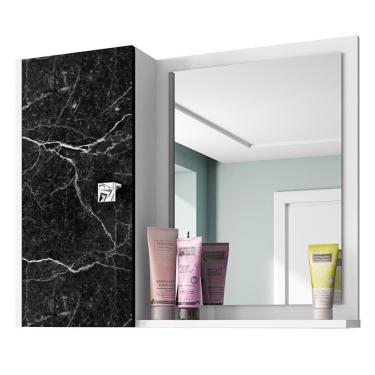 Imagem de Armário Aéreo Para Banheiro Com Espelho 1 Porta Branco Nero
