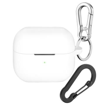 Imagem de Compatível com Samsung Galaxy Buds 3, capa protetora de silicone macio para Galaxy Buds 3 Pro com chaveiro, capa à prova de choque para Galaxy Buds Pro 3 (2024) para mulheres e homens (branca)