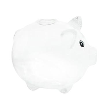 Imagem de Ｂｅｓｇａ Cofrinho de porco de vidro, caixa de dinheiro economizadora, frasco de vidro fofo para entrada de café, transparente