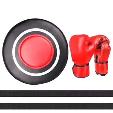 Imagem de Amagogo Almofada de perfuração de parede, equipamento de fitness de almofada de boxe pu, alvo de foco de parede para saco de pancada de parede para treino de, Luvas adultas vermelhas