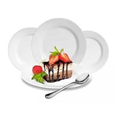 Imagem de Jogo 12 Pratos Raso de Sobremesa Melamina Branco 15cm