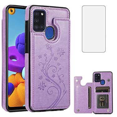 Imagem de Asuwish Capa de telefone para Samsung Galaxy A21S com protetor de tela de vidro temperado e suporte de cartão carteira com suporte flip acessórios de celular de couro Glaxay Galaxies A 21S capas