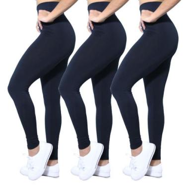 Imagem de Kit 3 Calças Legging Heide Ribeiro Suplex Cintura Alta, Preto, P