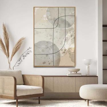 Imagem de Quadro com Moldura Decorativo Para Sala Quarto Hall Minimalista Bege -