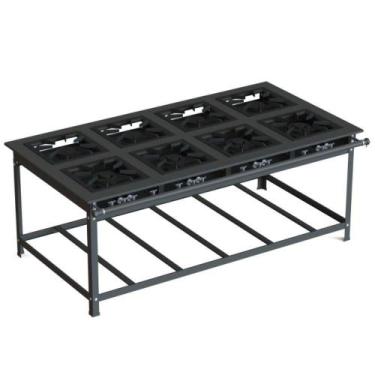 Imagem de Fogão Industrial 40x40 P10 8 Bocas Baixa Pressão 4 QS 4 QD - JL Colomb