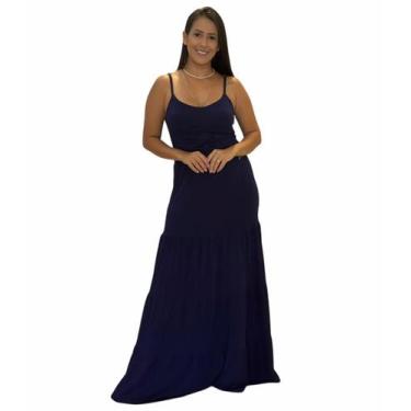 Imagem de Vestido Longo em Viscose com Elastano - All Boy, Feminina, Marinho, G