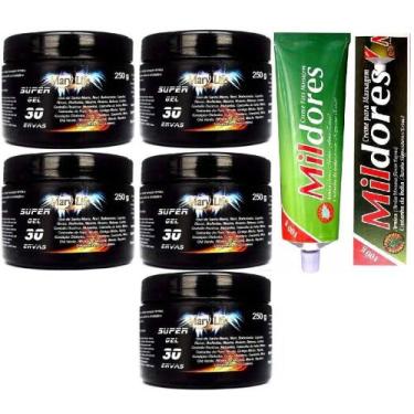 Imagem de Kit 5 Super Gel 30 Ervas 250G + 1 Pomada Mil Dores 100G - Mary Life, G