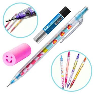 Imagem de Kit Escolar Com 3 Itens Lapiseira 0.7 Borracha Grafite Tris, Azul com 