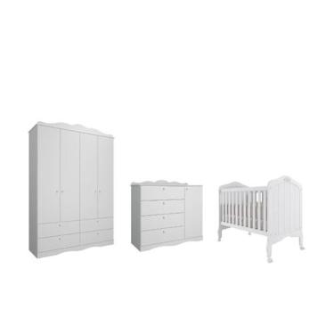 Imagem de Quarto Completo Bebê Provençal Permobili Encanto MDF, Branco