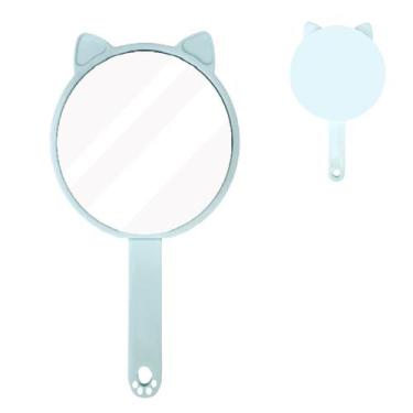 Imagem de Espelho de Mão Gatinho Com Orelhas Para Maquiagem - Dafu, Azul
