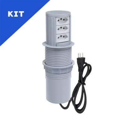 Imagem de Kit 2 Torres De Tomadas Totem Slim Automático 3 Tomadas 20A - CONNECT 