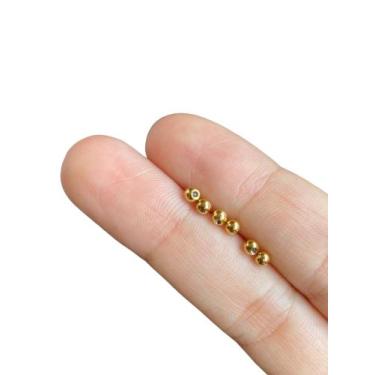 Imagem de Kit 6 Bolinhas Dourada Aço Cirúrgico Para Piercing 3mm - RaraSteel Pie