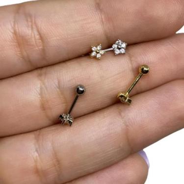 Imagem de Piercing Mini Flor Delicada Aço Cirúrgico 316l - Rara Steel Piercing, 