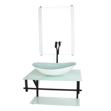 Imagem de Gabinete de vidro para banheiro 60cm ap cuba oval  branco full - CUBAS