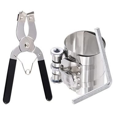 Imagem de Glarks Conjunto de serviço de ferramentas compressoras de anel de pistão de 7,6 cm, compressor de anel de pistão de motor de carro e alicate de anel de pistão com parafusos de segurança ajustáveis e chave para motor de carro, pistões de trator de máquina