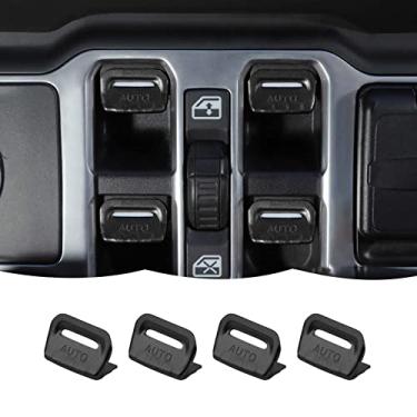 Imagem de RT-TCZ Console central botão janela interruptor guarnição capa decoração interior acessórios para Jeep Wrangler JL JLU e gladiador JT 2018-2023 liga de alumínio, preto