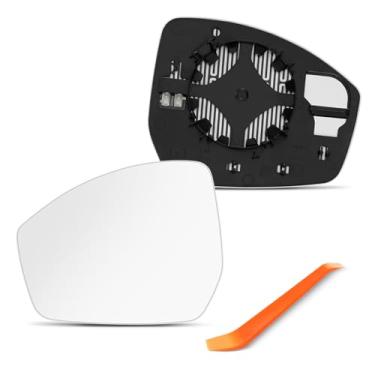 Imagem de SNEMEEY Substituição do espelho lateral do motorista para Range Rover Evoque 2014 2015 2016 2017 2018, vidro espelhado do lado esquerdo com placa de apoio, cromado, aquecimento elétrico