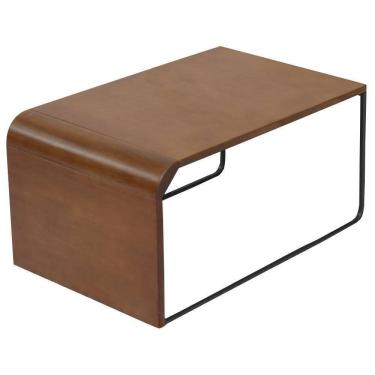 Imagem de Mesa De Centro Baixa Madeira Pinhao Base Metal Preto Nacc Pinhao Preto