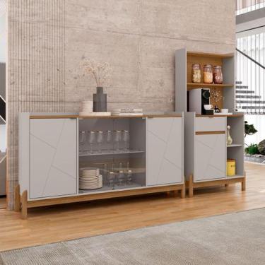 Imagem de Sala de Estar Completa Bahrein 5 Portas 1 Gaveta 2 Peças Off White/Ced