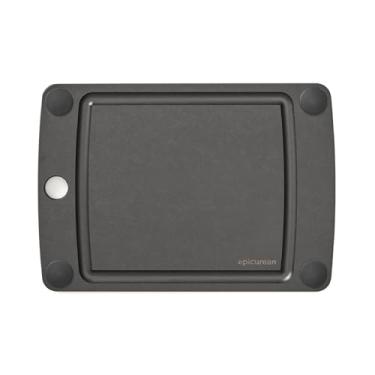 Imagem de Epicurean Tábua de corte multifuncional com pés antiderrapantes e sulcos para suco, 25,4 cm x 17,7 cm, ardósia/preta