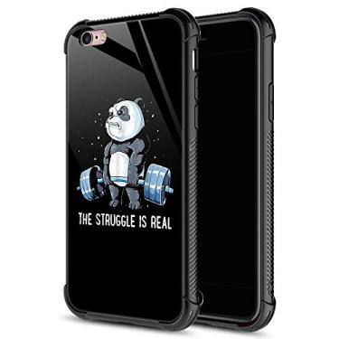 Imagem de Capa para iPhone 6S Plus, capa de vidro temperado 9H para iPhone 6 Plus para meninos, design de padrão colorido abstrato, à prova de choque, antiarranhões, para Apple iPhone 6/6S Plus 5,5 polegadas, cor abstrata, iPhone 6/6S(4.7 inch), Panda on swole